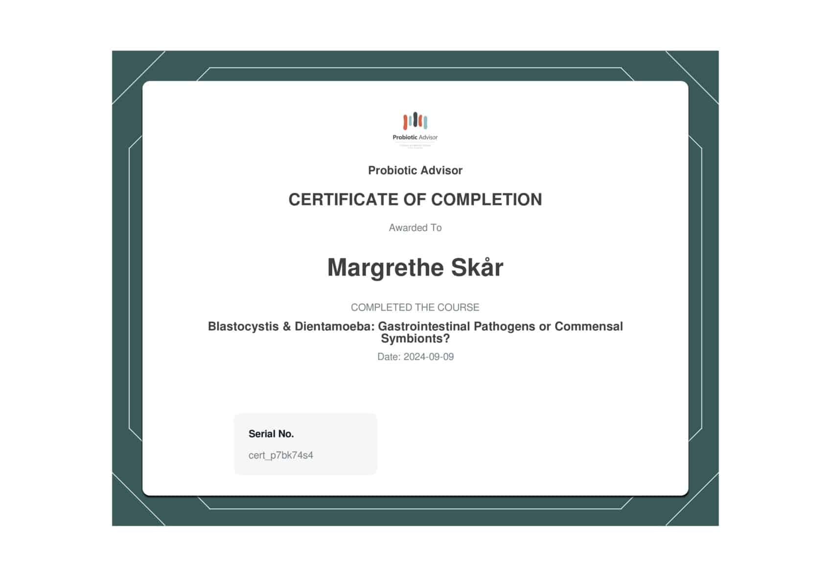 certificate-of-completion-for-blastocystis-dientamoeba-gastrointestinal-pathogens-or-commensal-symbionts